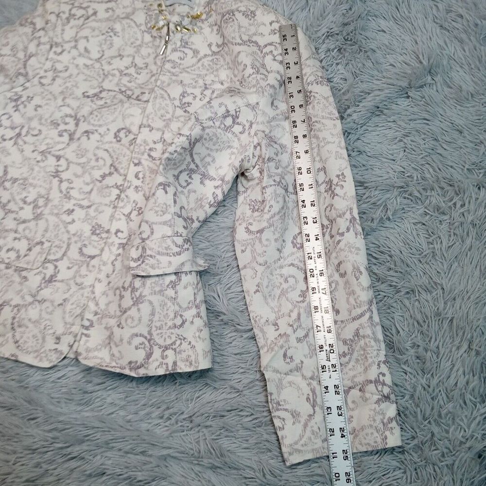 Alfred Dunner Jacket Womens 16 Linen Blend Bling Zip Up Pockets Lightweight - Picture 10 of 12
